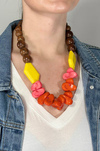 Neon + Wood Chunky Necklace