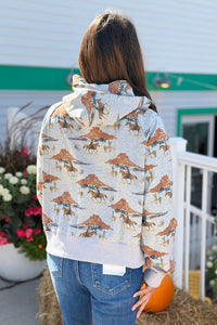 Western Zip Up Hoodie - Grey