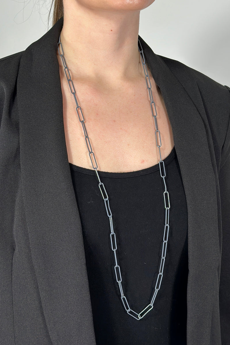 Grey Paper Chain Paperclip Chain Necklace Grey Chicncool Chain Link Layer Simple & Fun ...