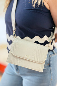 Tokyo Crocodile Embossed Crossbody - White