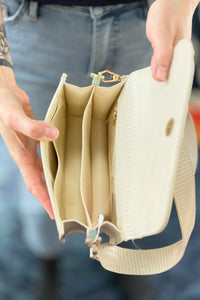 Tokyo Crocodile Embossed Crossbody - White