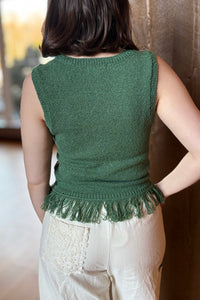 Fringe Hem Knit Top - Eucalyptus