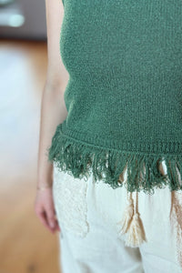Fringe Hem Knit Top - Eucalyptus