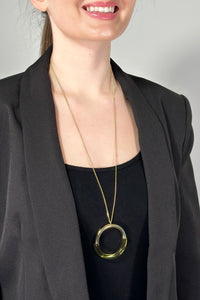 Lucite Charm Long Necklace - Yellow