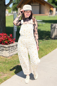 Relaxed Chic Polka Dot Overalls - Off White