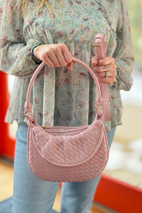 Kaylor Woven Crossbody w/ Pouch - Pink