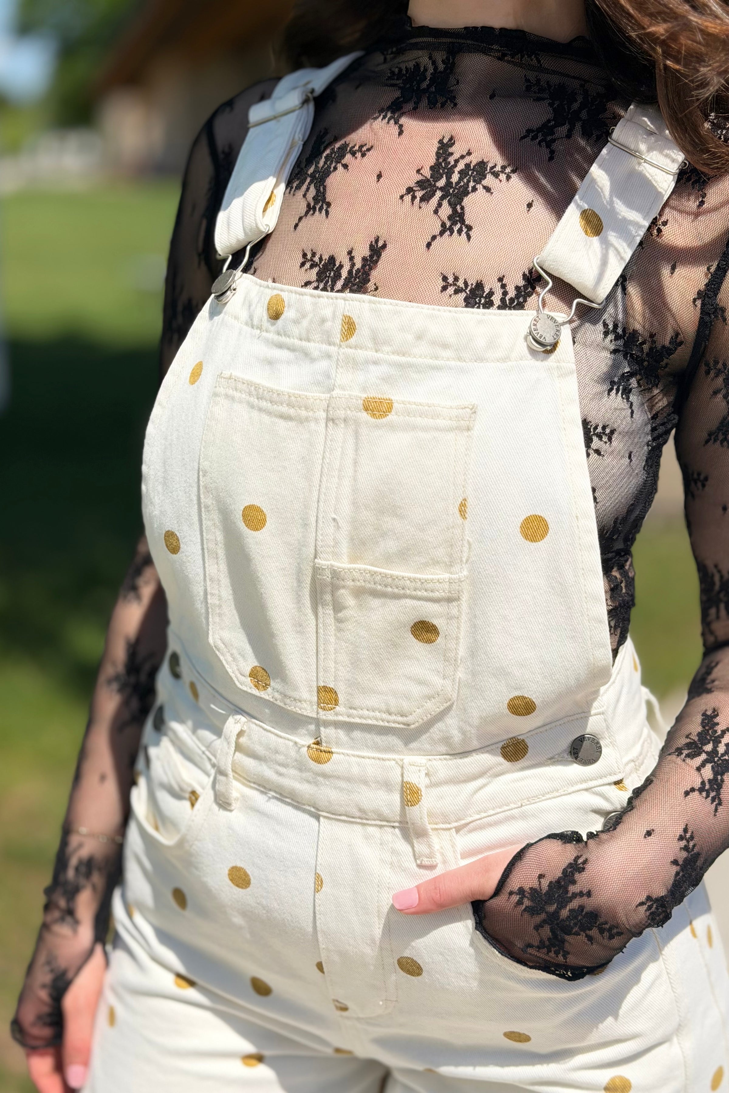 Relaxed Chic Polka Dot Overalls - Off White