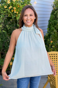 Halter Tie Sleeveless Chiffon Top - Mint
