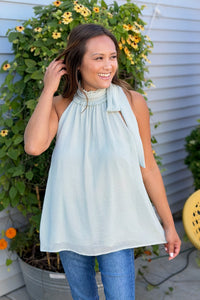 Halter Tie Sleeveless Chiffon Top - Mint