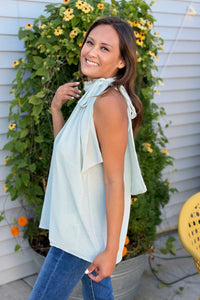 Halter Tie Sleeveless Chiffon Top - Mint