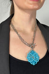 Short/Long Pendant Necklace Blue
