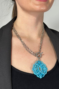 Short/Long Pendant Necklace Blue