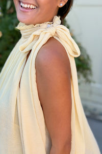 Halter Tie Sleeveless Chiffon Top - Lemon