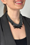 Mini Beaded Short Layered Necklace Black