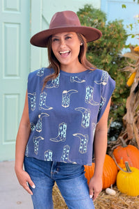 Short Sleeve Boot Top - Navy