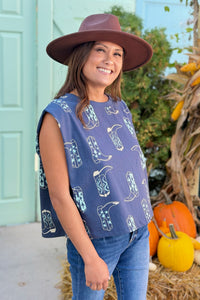 Short Sleeve Boot Top - Navy