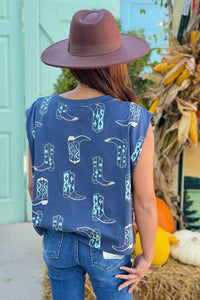 Short Sleeve Boot Top - Navy