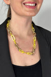 Metal and Resin Link Collar Necklace - Yellow