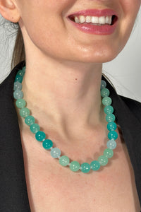 Multicolor Glass Bead Collar Necklace - Green