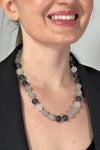 Multicolor Glass Bead Collar Necklace - Black