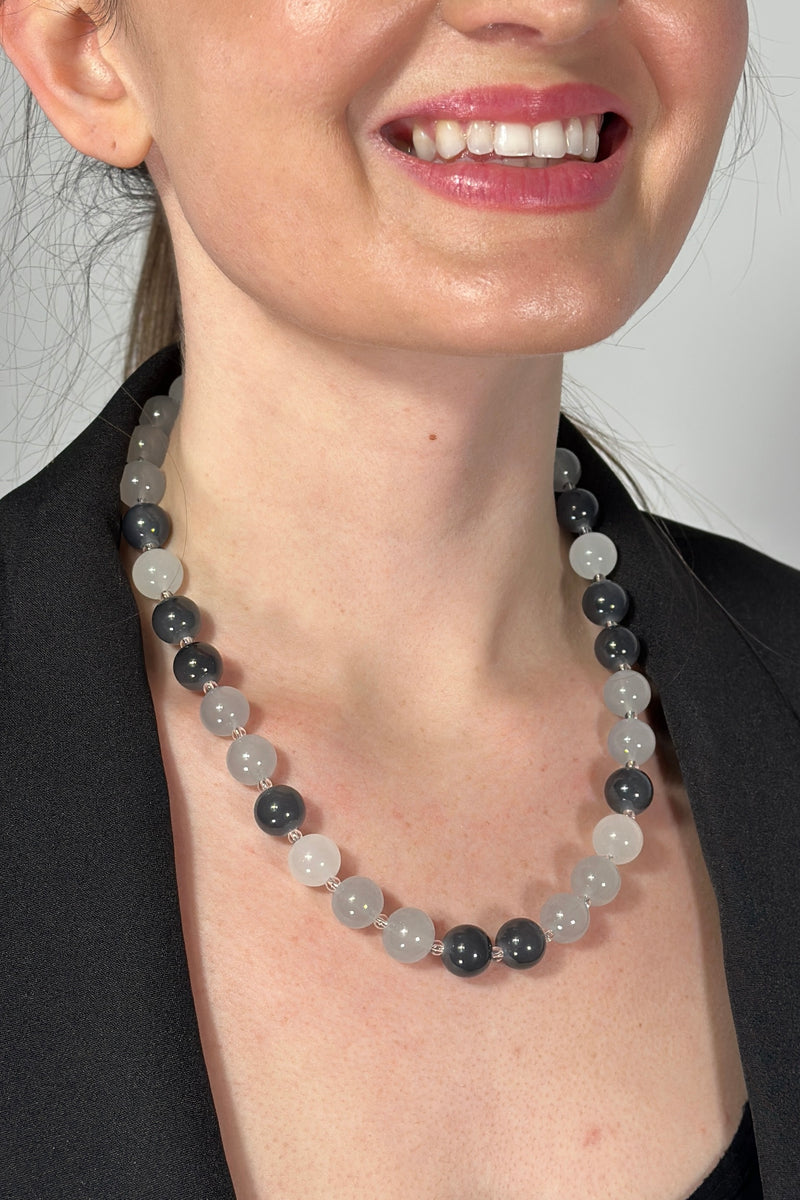 Multicolor Glass Bead Collar Necklace - Black