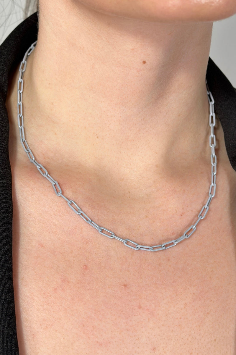 Mini Paperclip Chain Necklace Grey