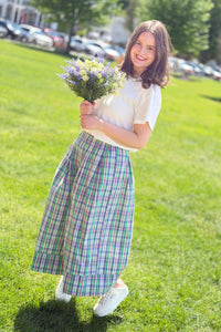 Plaid Wide Leg Pants - Green