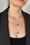 Disc Pendant Triple Layered Necklace - Silver
