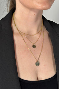 Disc Pendant Triple Layered Necklace - Gold