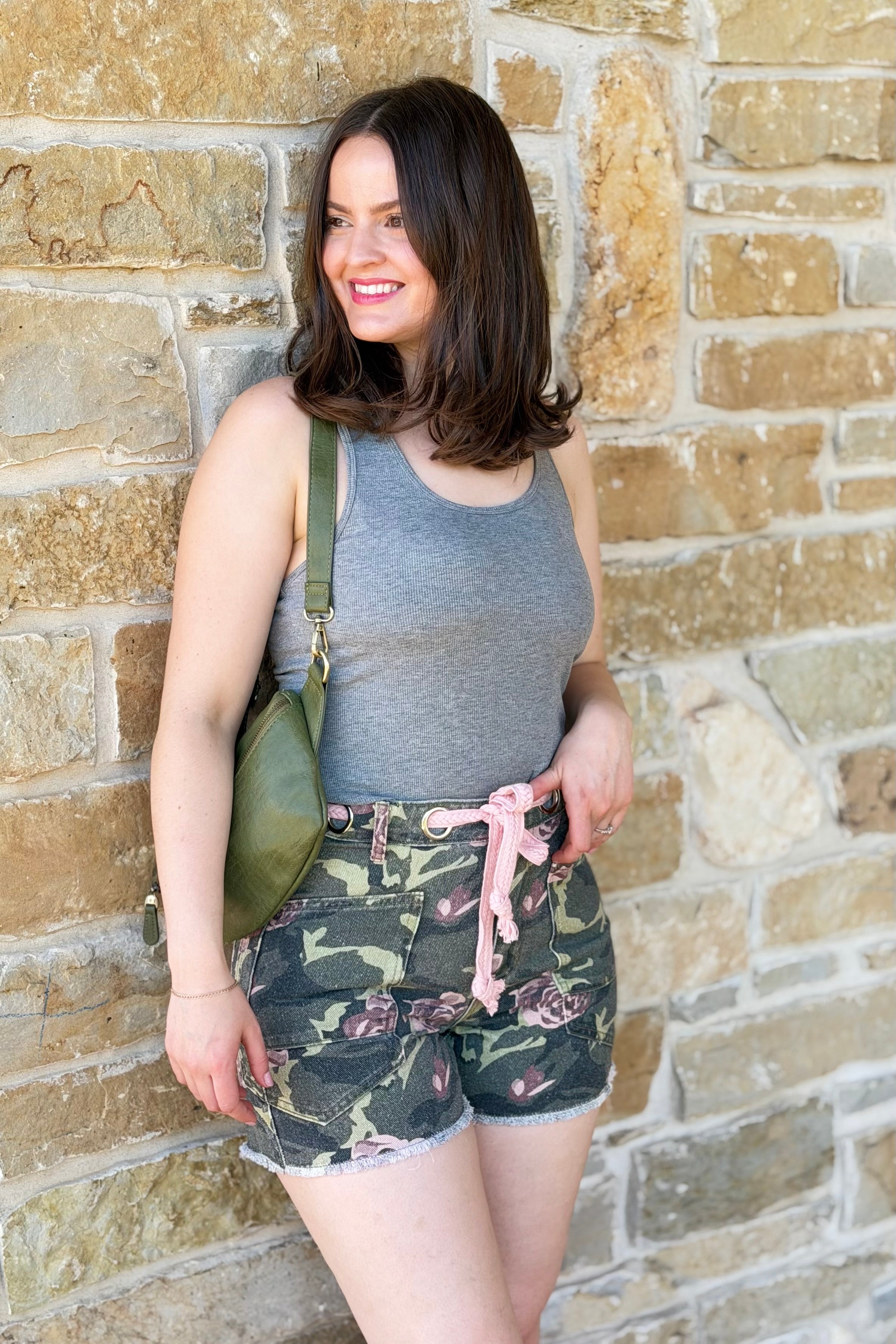 Printed Denim Shorts - Camo