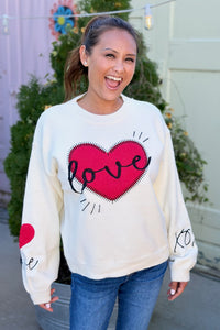 Heart “LOVE” Graphic Knit Sweater