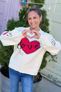 Heart “LOVE” Graphic Knit Sweater