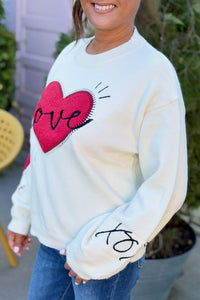 Heart “LOVE” Graphic Knit Sweater