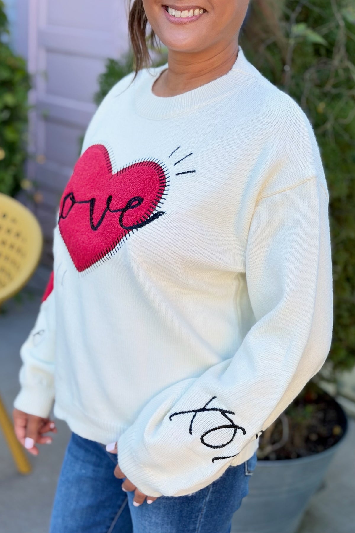 Heart “LOVE” Graphic Knit Sweater