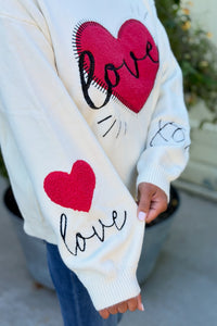 Heart “LOVE” Graphic Knit Sweater