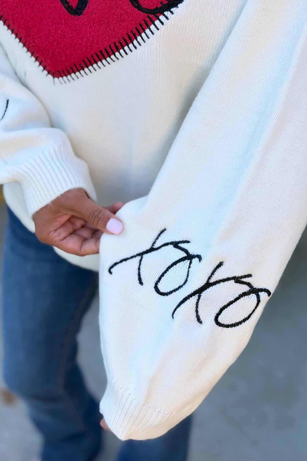 Heart “LOVE” Graphic Knit Sweater