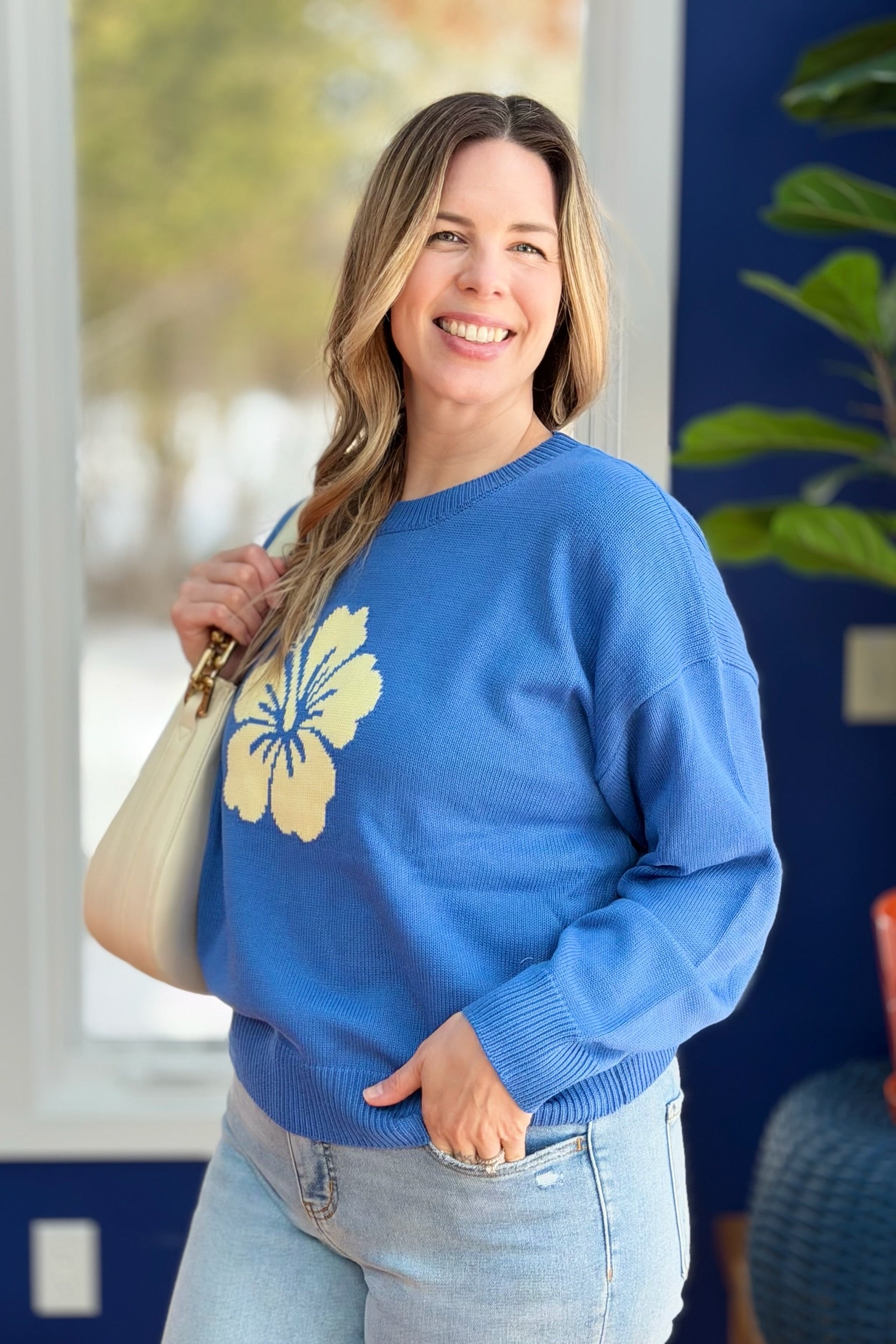 Hibiscus Crew Neck Sweater