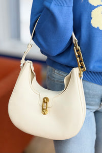 Dallas Twist-Lock Shoulder Bag - Ivory