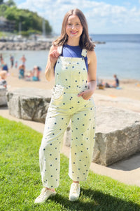 Relaxed Chic Polka Dot Overalls - Navy