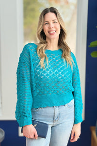 Crochet Sweater - Turquoise