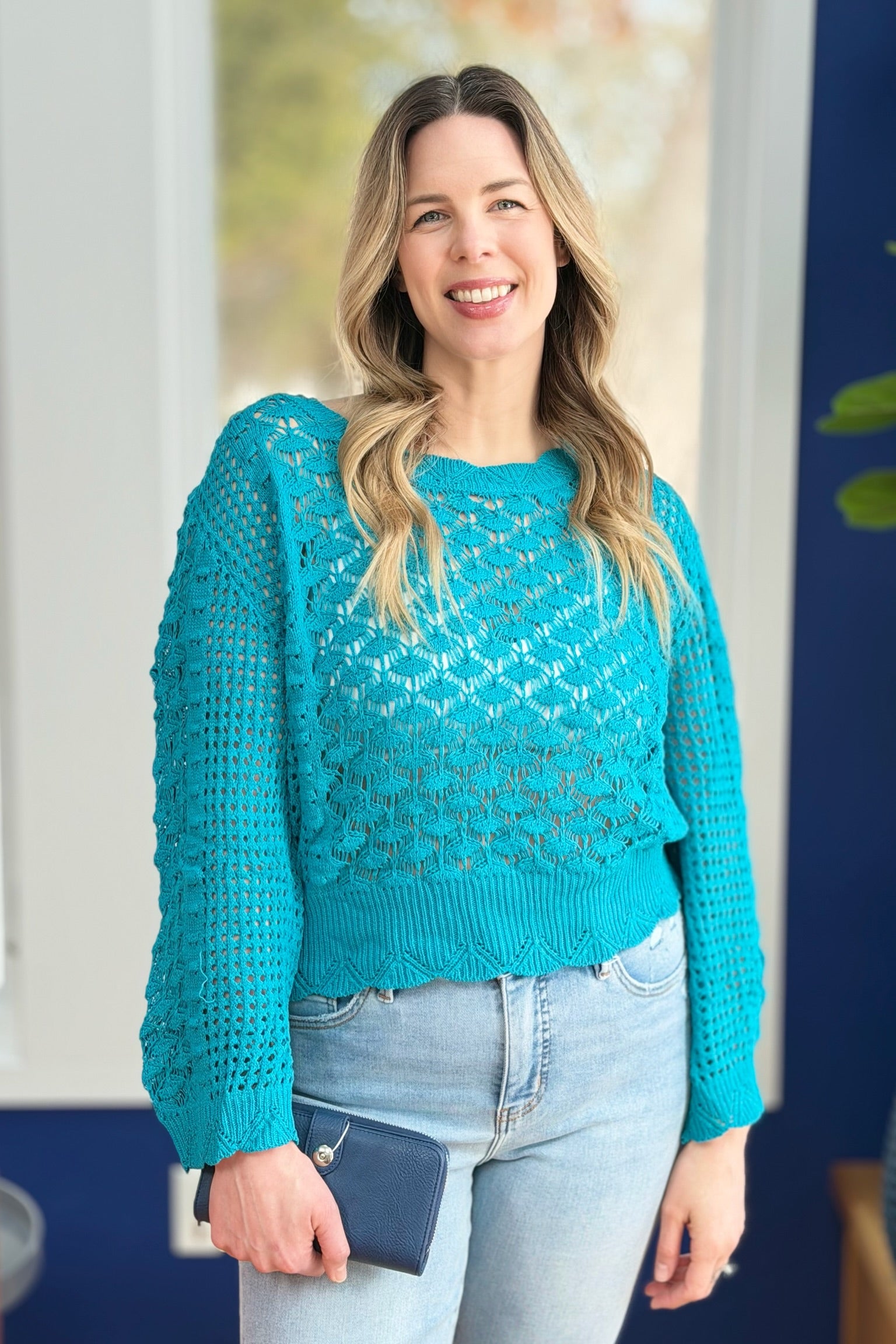 Crochet Sweater - Turquoise