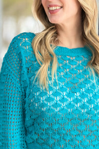 Crochet Sweater - Turquoise