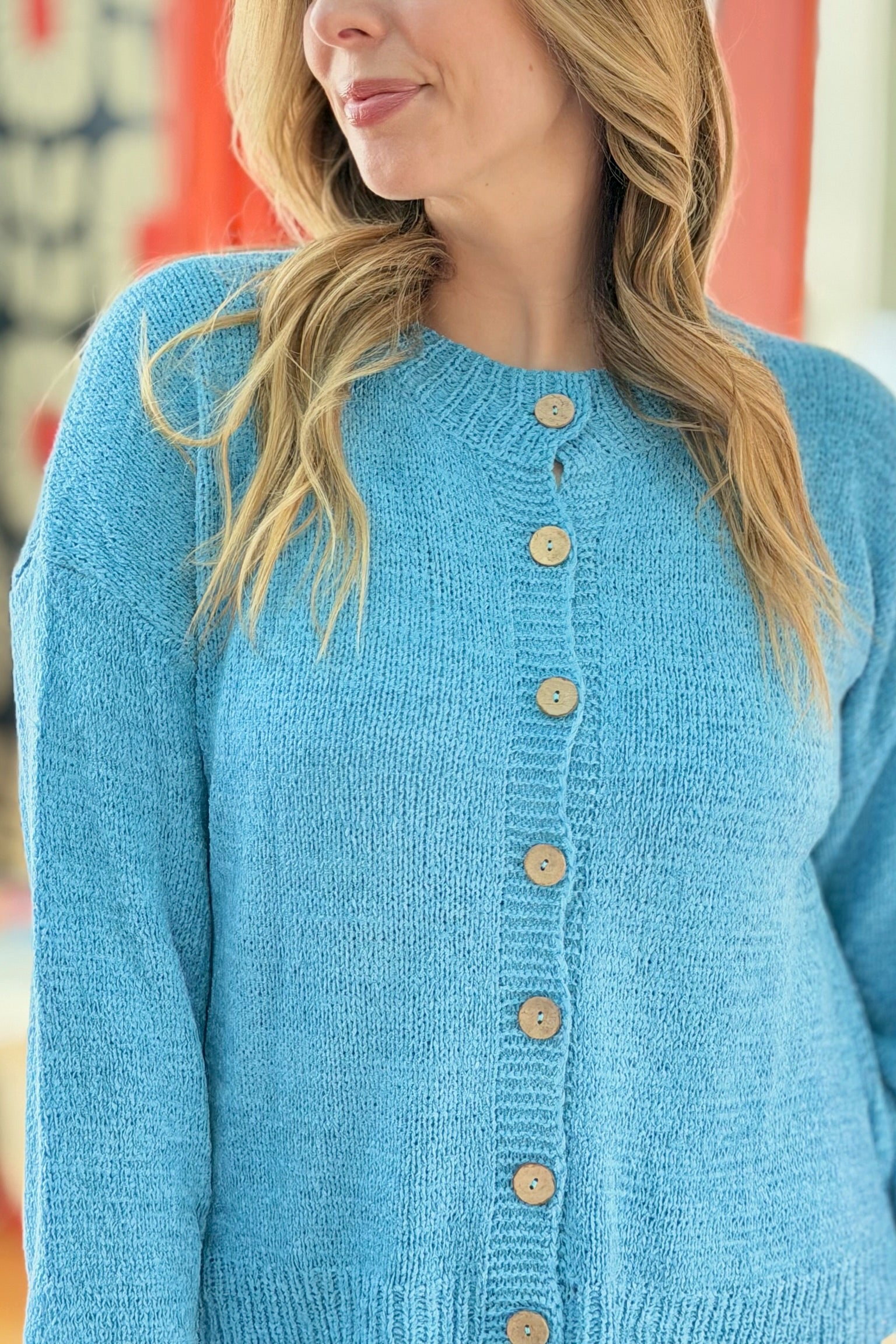 Lightweight Button Up Cardigan - Coastal