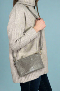 Riley 3 Compartment Crossbody Wristlet - Grey