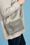 Riley 3 Compartment Crossbody Wristlet - Grey