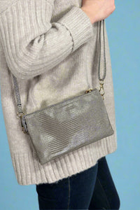 Riley 3 Compartment Crossbody Wristlet - Grey
