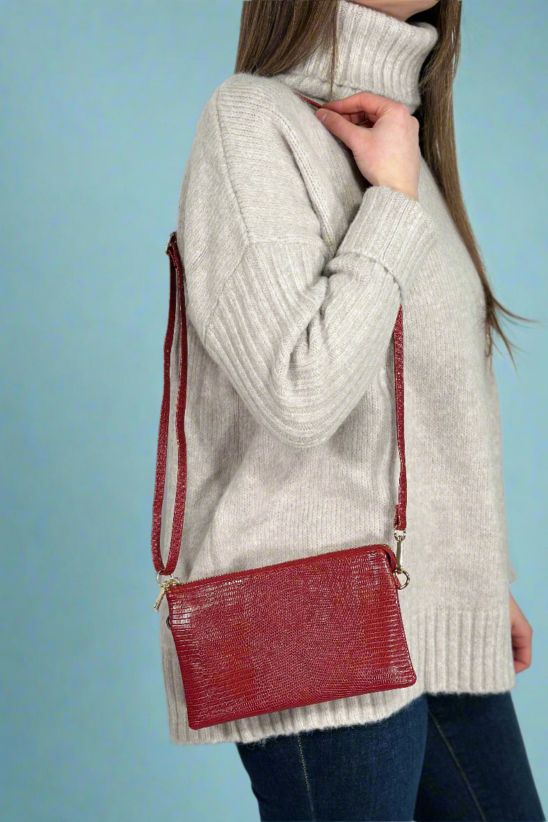 Riley 3 Compartment Crossbody Wristlet - Wine