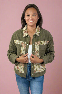 Corduroy Floral Patchwork Jacket