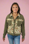 Corduroy Floral Patchwork Jacket