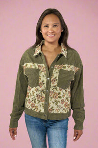 Corduroy Floral Patchwork Jacket